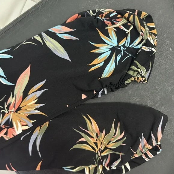 Veronica M Black Floral Strapless Jumpsuit.  Sz M - Picture 2 of 7